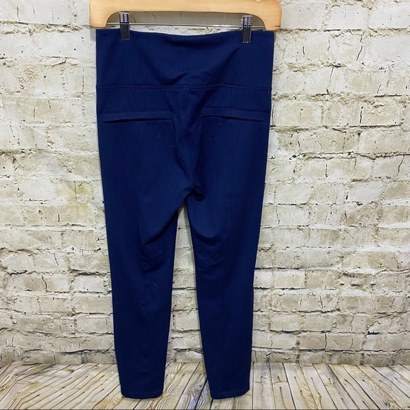 Spring + Mercer Blue Herringbone Stretch Pull On Trouser Leggings - Picture 2 of 4